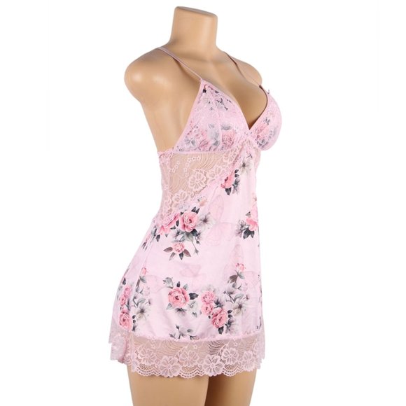 Floral Print Lace-up Babydoll Without Underwire - Picture 9 of 11